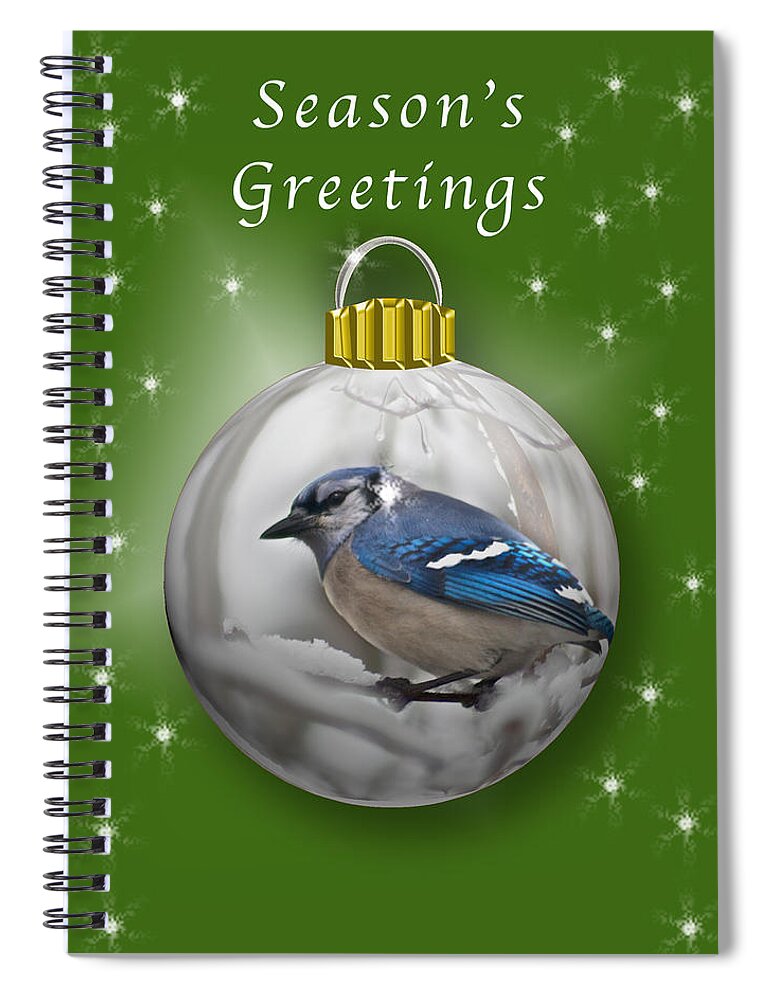 Christmas Spiral Notebook featuring the photograph Christmas Card Blue Jay 2 by Michael Peychich