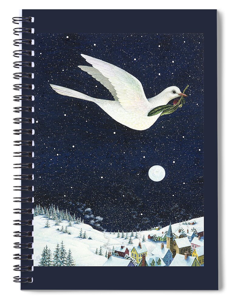 Christmas Spiral Notebook featuring the painting Christmas Dove by Lynn Bywaters