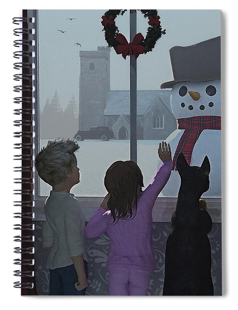 Winter Spiral Notebook featuring the digital art Christmas Morning Greeting by Ken Morris