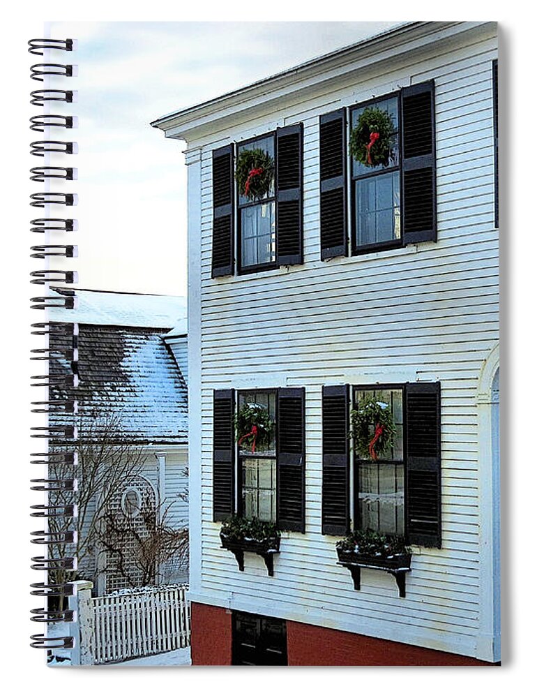 Christmas On Leyden Street Spiral Notebook featuring the photograph Christmas on Leyden Street by Janice Drew