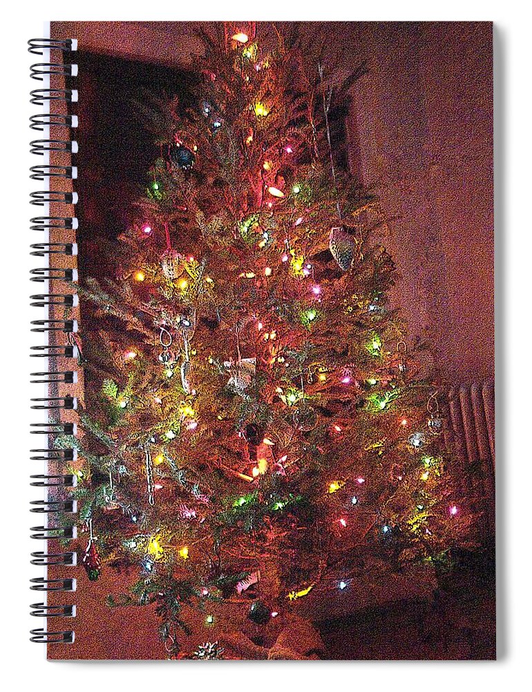 Red Spiral Notebook featuring the photograph Christmas Tree Memories, Red by Carol Whaley Addassi