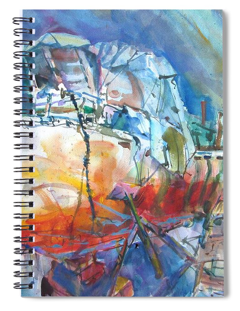 Boats On The Hard Spiral Notebook featuring the painting Christo's Boat by Jackson Ordean