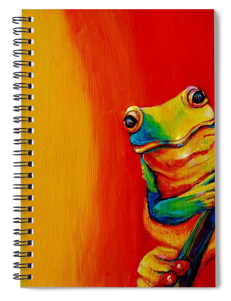 Frog Spiral Notebook featuring the painting Chroma Frog by Jean Cormier