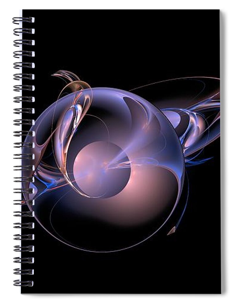 Fractal Abstract Spiral Notebook featuring the digital art Chrome Worlds-4 by Doug Morgan