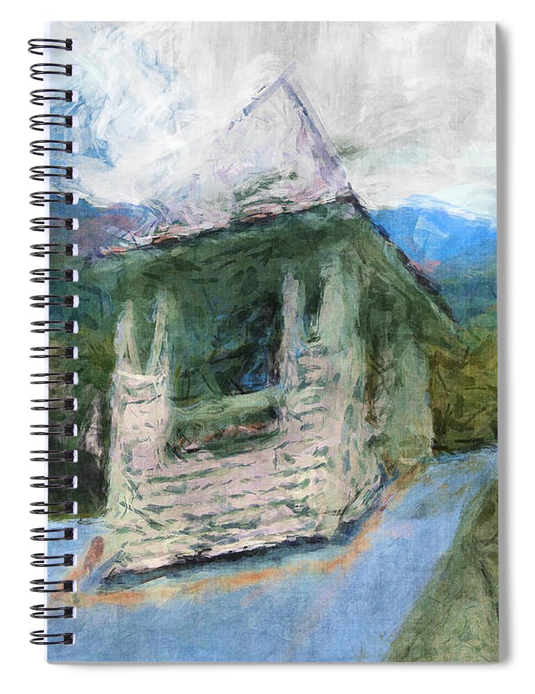 Church Spiral Notebook featuring the digital art Church In The Mountains by Phil Perkins