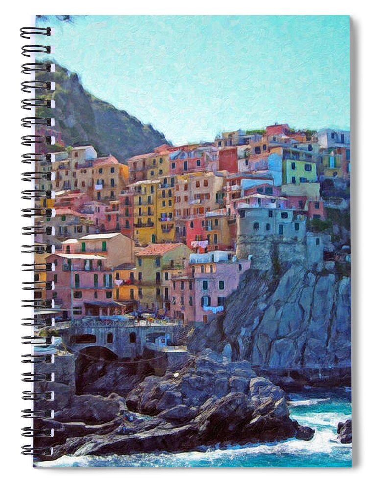 Cinque Spiral Notebook featuring the painting Cinque Terre Itl2617 by Dean Wittle