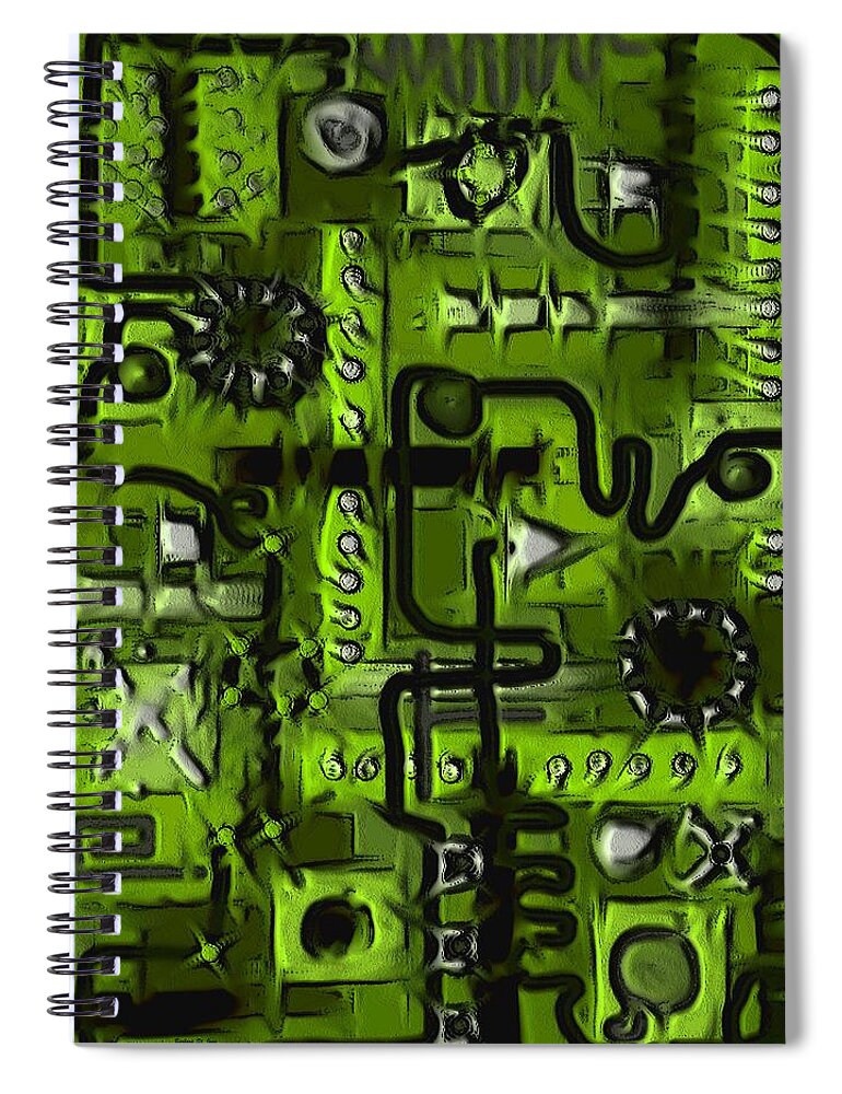 Circuit Board Spiral Notebook featuring the digital art Circuit Board Abstract in Green by Barbara St Jean