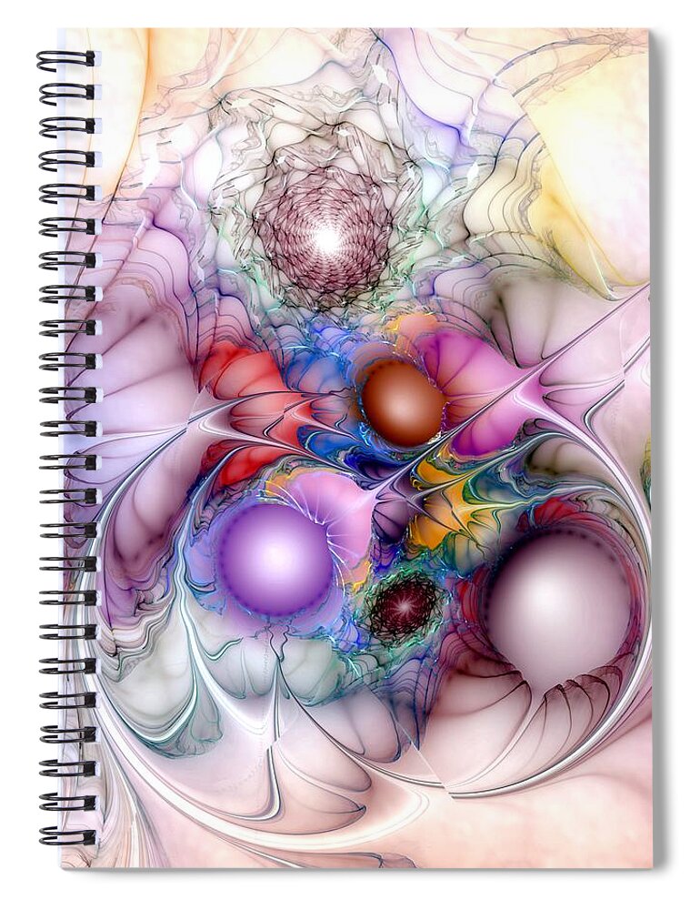 Abstract Spiral Notebook featuring the digital art Circumferent Chroma by Casey Kotas