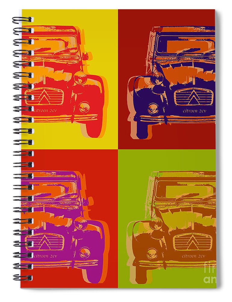 Citroen Spiral Notebook featuring the digital art Citroen 2CV by Jean luc Comperat