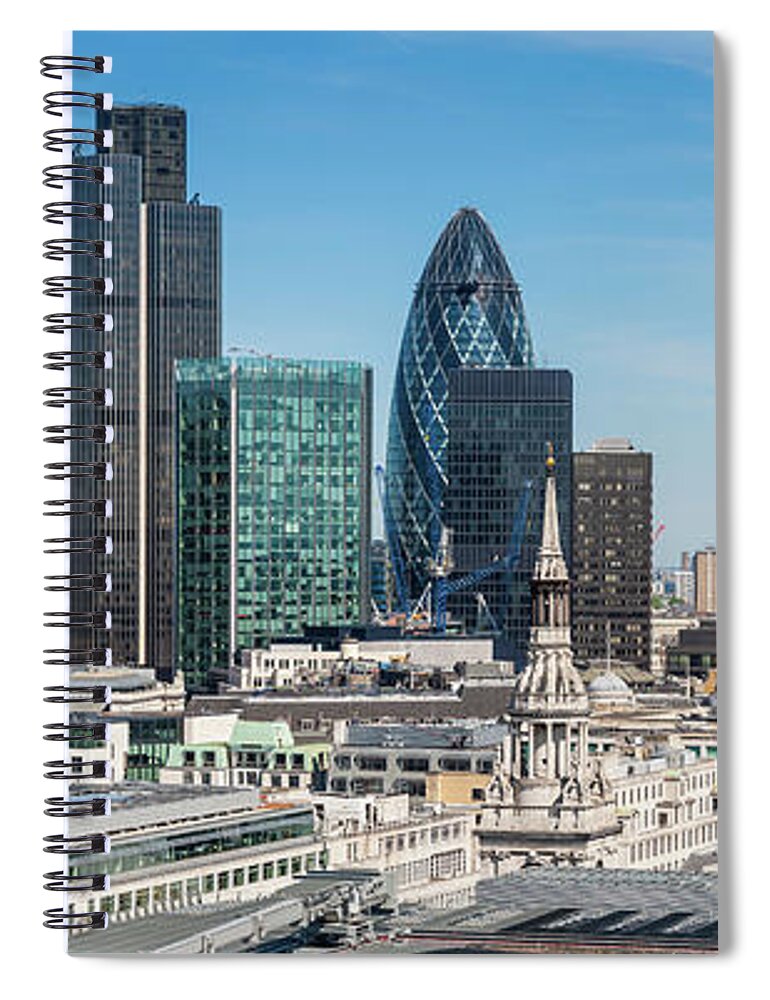 Central Bank Spiral Notebook featuring the photograph City Of London Square Mile Financial by Fotovoyager