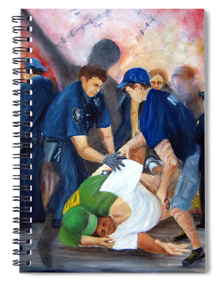 Current Events Spiral Notebook featuring the painting Civil Unrest-Final Salute by Leonardo Ruggieri