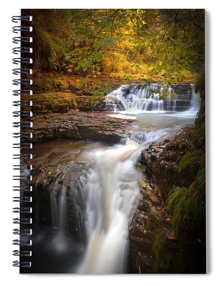 Clare Glens Spiral Notebook featuring the photograph Clare Glens Fall Waterfall by Mark Callanan