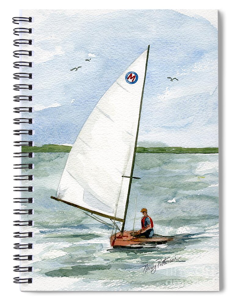 Classic Moth Sailboat Spiral Notebook featuring the painting Classic Moth Boat by Nancy Patterson