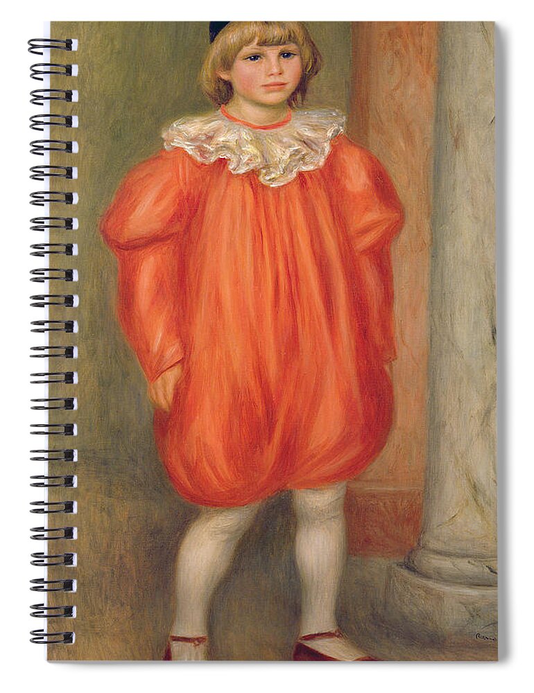 Male Spiral Notebook featuring the painting Claude Renoir in a Clown Costume by Pierre Auguste Renoir