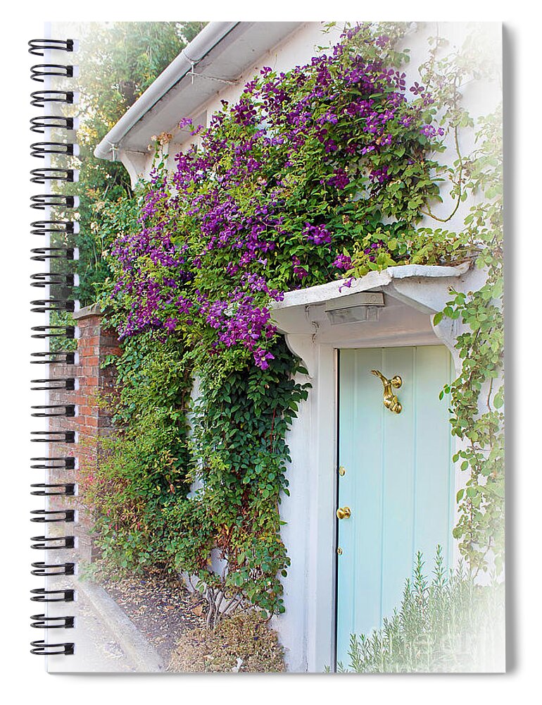 Dolphin Spiral Notebook featuring the photograph Clematis Around The Door by Terri Waters