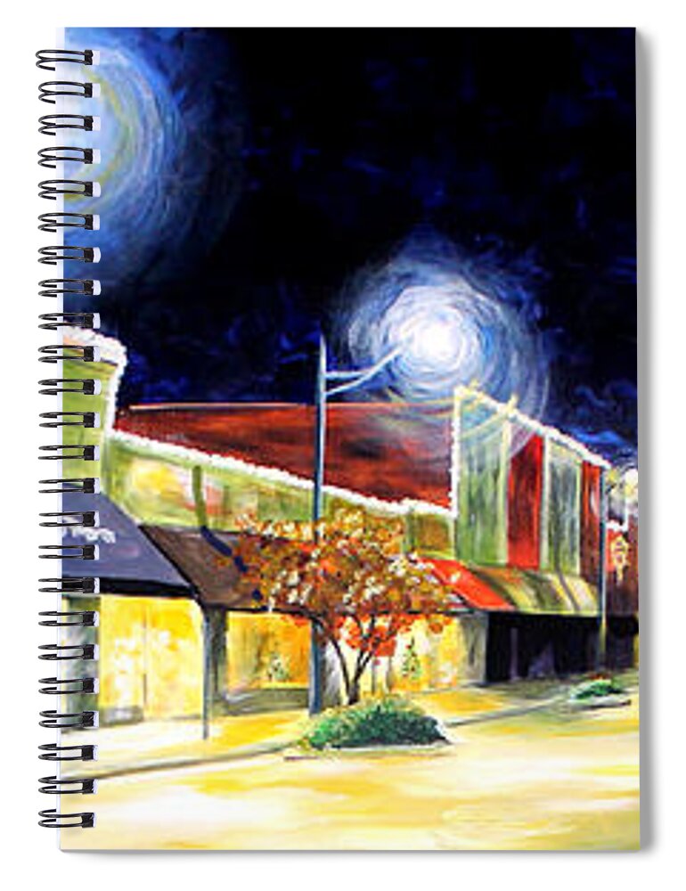 Cleveland Mississippi Spiral Notebook featuring the painting Cleveland Mississippi at Night by Karl Wagner