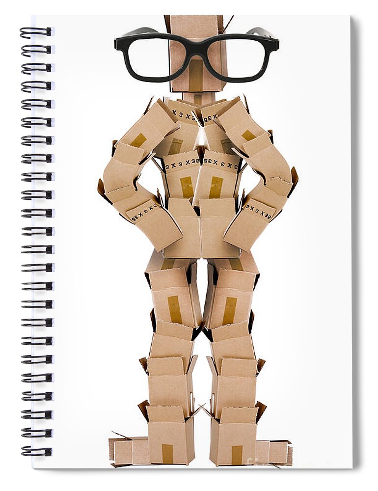 Clever Spiral Notebook featuring the photograph Clever box character wearing glasses by Simon Bratt