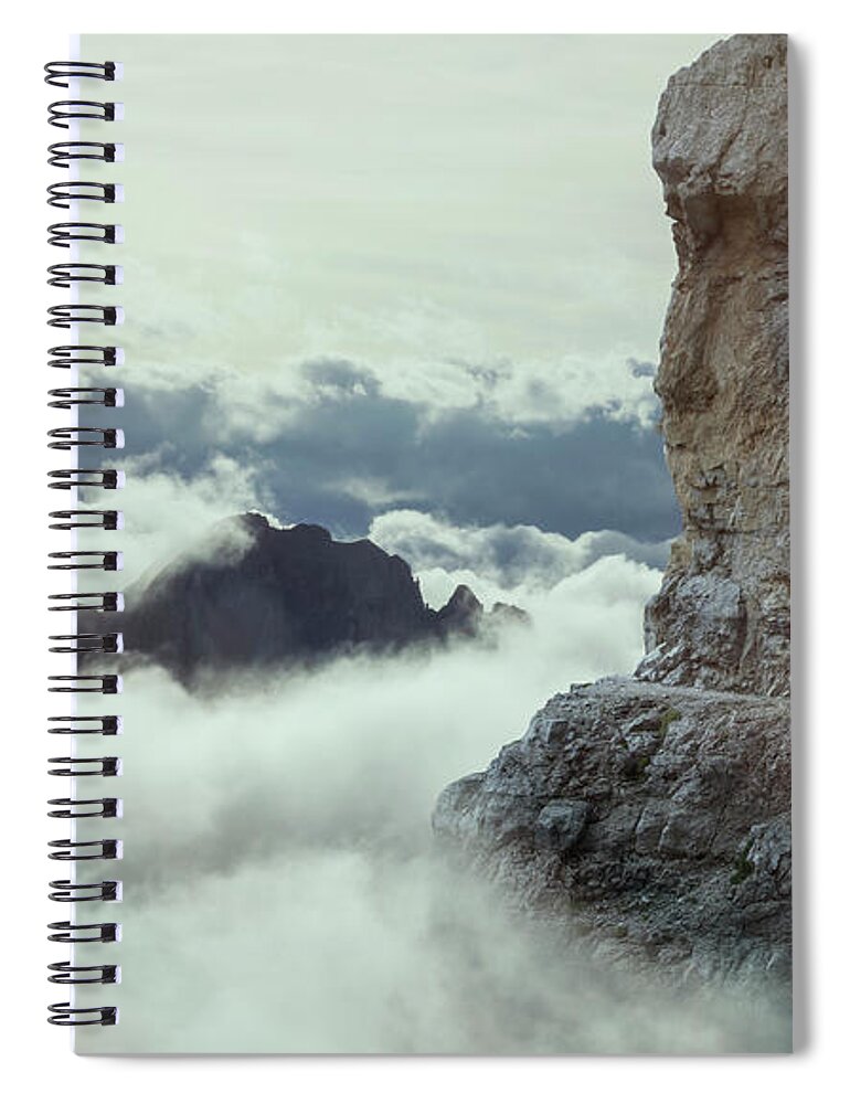 Scenics Spiral Notebook featuring the photograph Climbers On A Trail In A Rocky Wall by Buena Vista Images