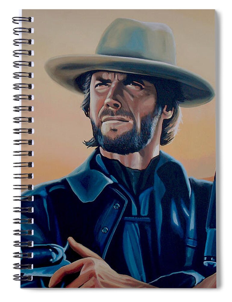 Clint Eastwood Spiral Notebook featuring the painting Clint Eastwood Painting by Paul Meijering