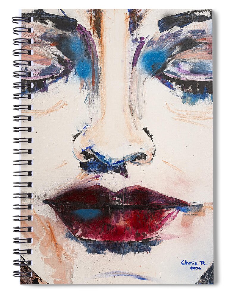 Face Spiral Notebook featuring the painting Clock This by Christel Roelandt