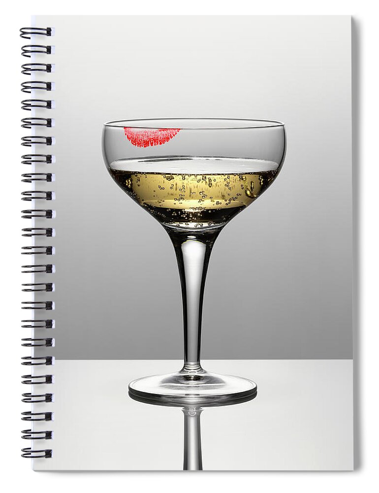 Temptation Spiral Notebook featuring the photograph Close Up Of Champagne In Glass With by Andy Roberts