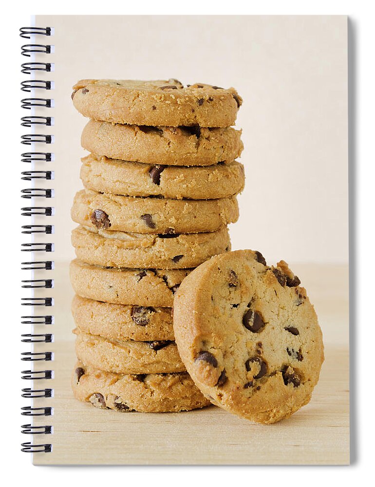 Close-up Spiral Notebook featuring the photograph Close Up Of Chocolate Chip Cookies by Tetra Images
