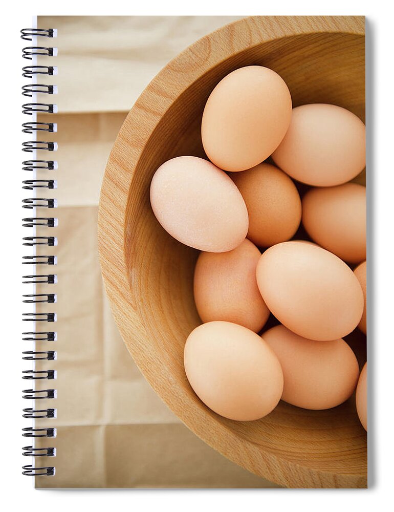 Heap Spiral Notebook featuring the photograph Close Up Of Eggs In Bowl, Studio Shot by Jamie Grill