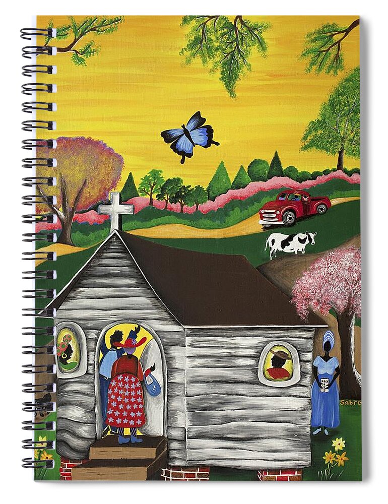Gullah Geechee Art Spiral Notebook featuring the painting Closer to the Stars 2 by Patricia Sabreee