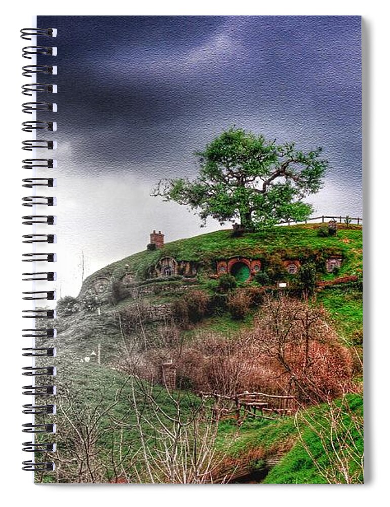 Hobbiton Spiral Notebook featuring the photograph Cloudy Hobbiton by HELGE Art Gallery