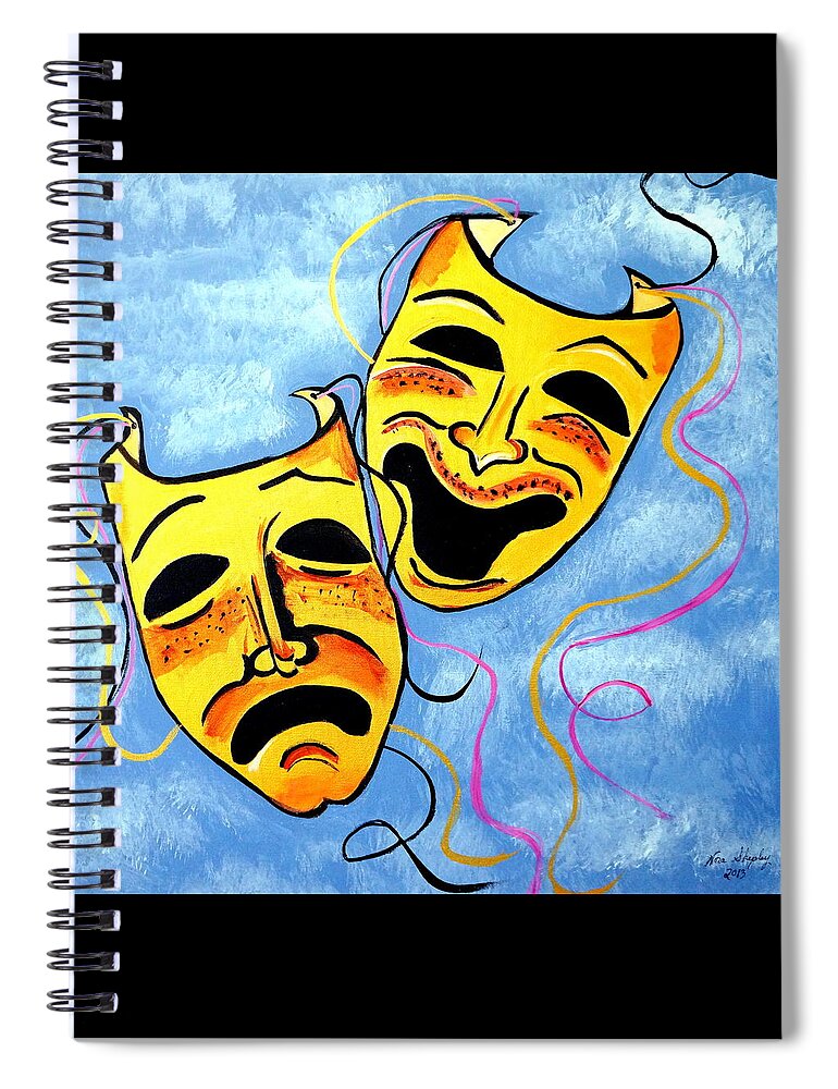 Comedy And Tragedy Spiral Notebook featuring the painting Comedy And Tragedy by Nora Shepley