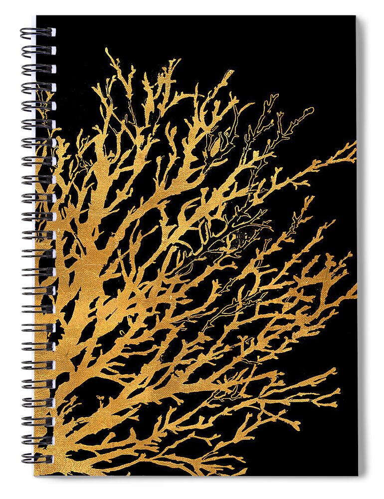 Coastal Spiral Notebook featuring the painting Coastal Coral On Black II by Lanie Loreth