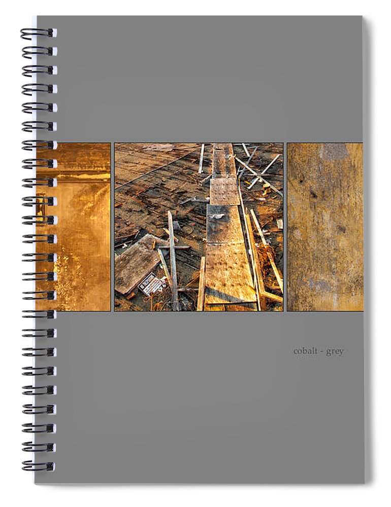 Tryptich Spiral Notebook featuring the photograph Cobalt Grey Triptych Image Art by Jo Ann Tomaselli
