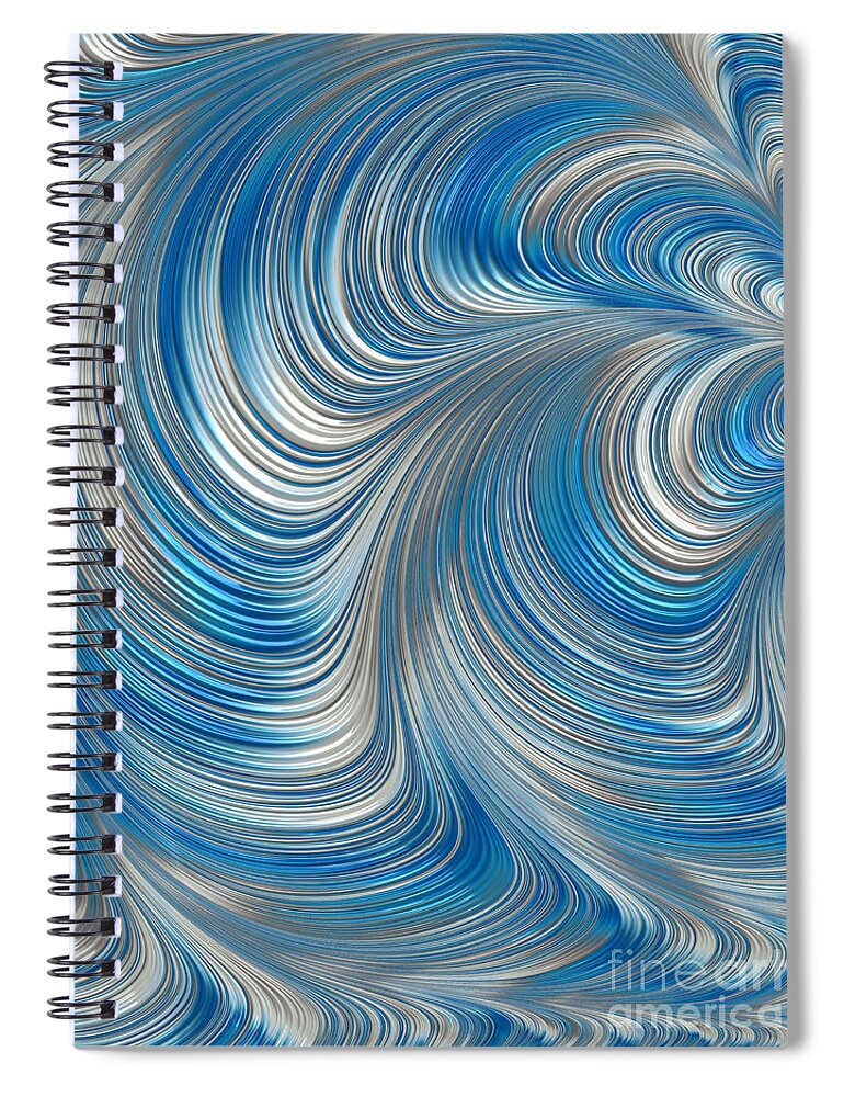 Cobolt Abstract Spiral Notebook featuring the digital art Cobolt Flow by John Edwards