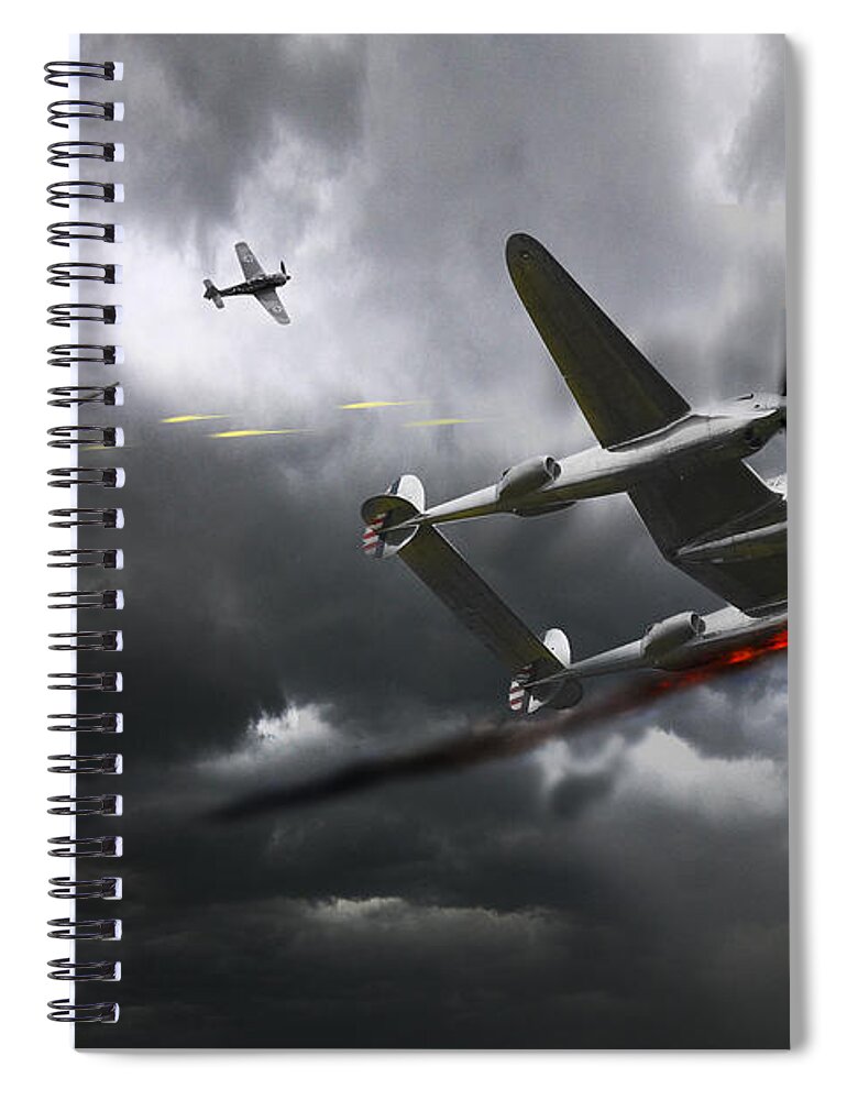 P38 Lightning Spiral Notebook featuring the digital art Cobra Strike by Airpower Art
