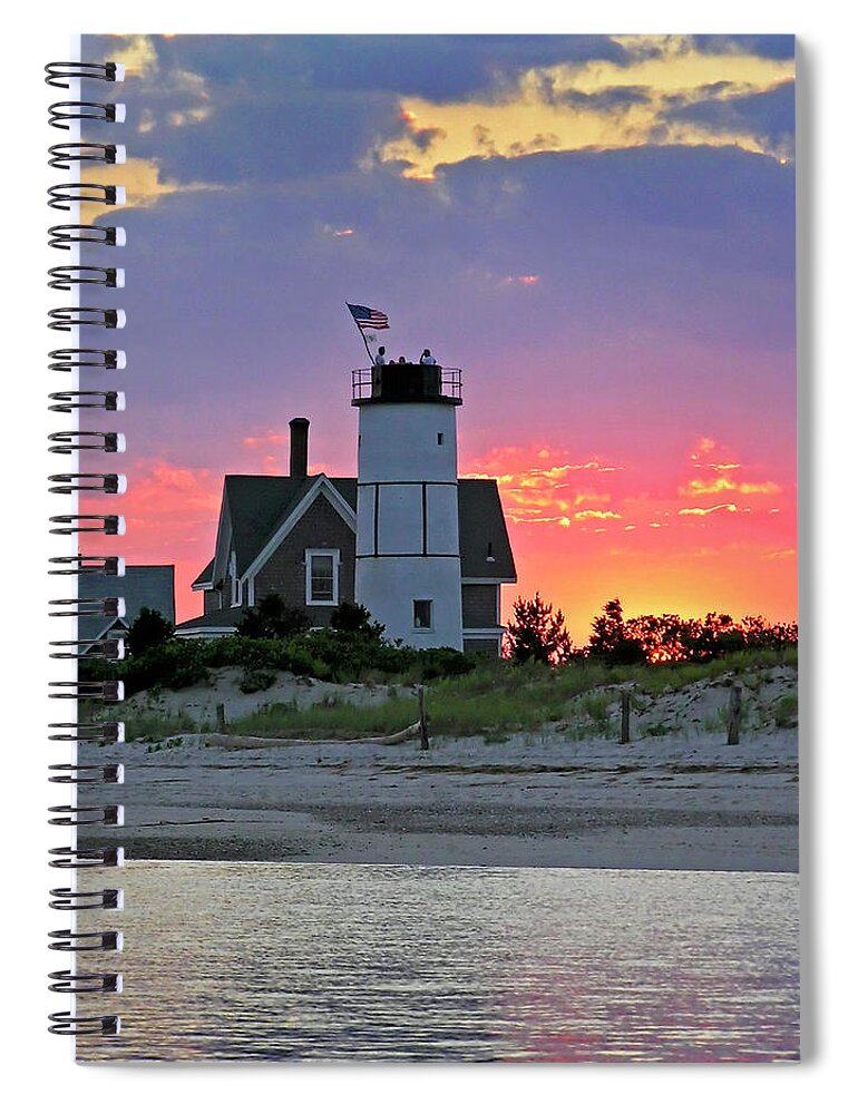Cocktail Spiral Notebook featuring the photograph Cocktail Hour at Sandy Neck Lighthouse by Charles Harden