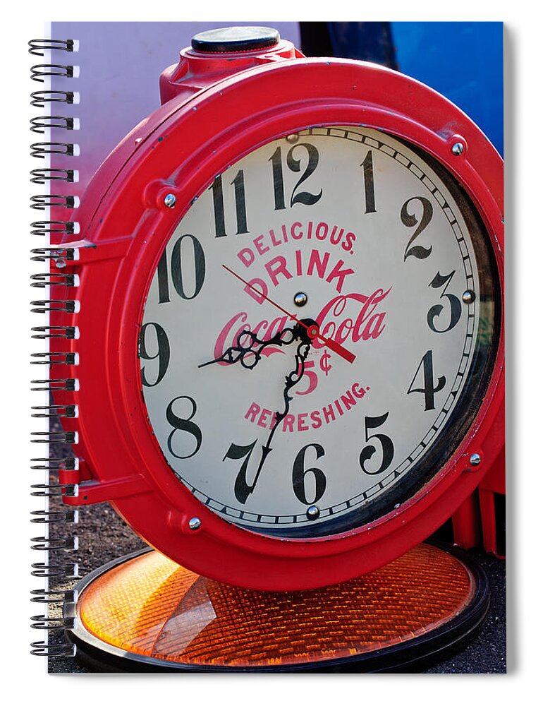 Coke Spiral Notebook featuring the photograph Coke Clock by Jill Reger