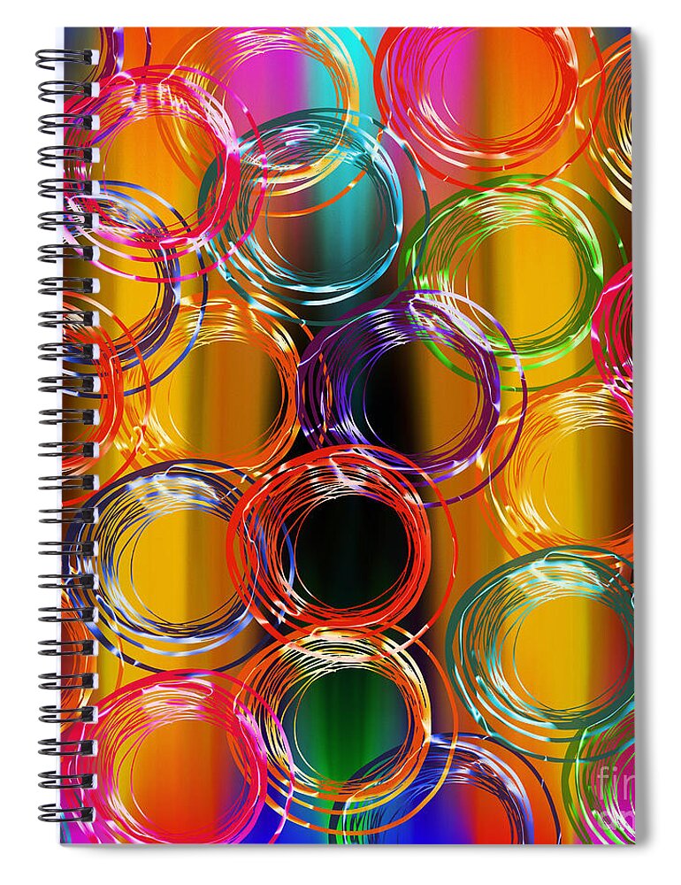 Abstract Spiral Notebook featuring the digital art Color Frenzy 4 by Andee Design