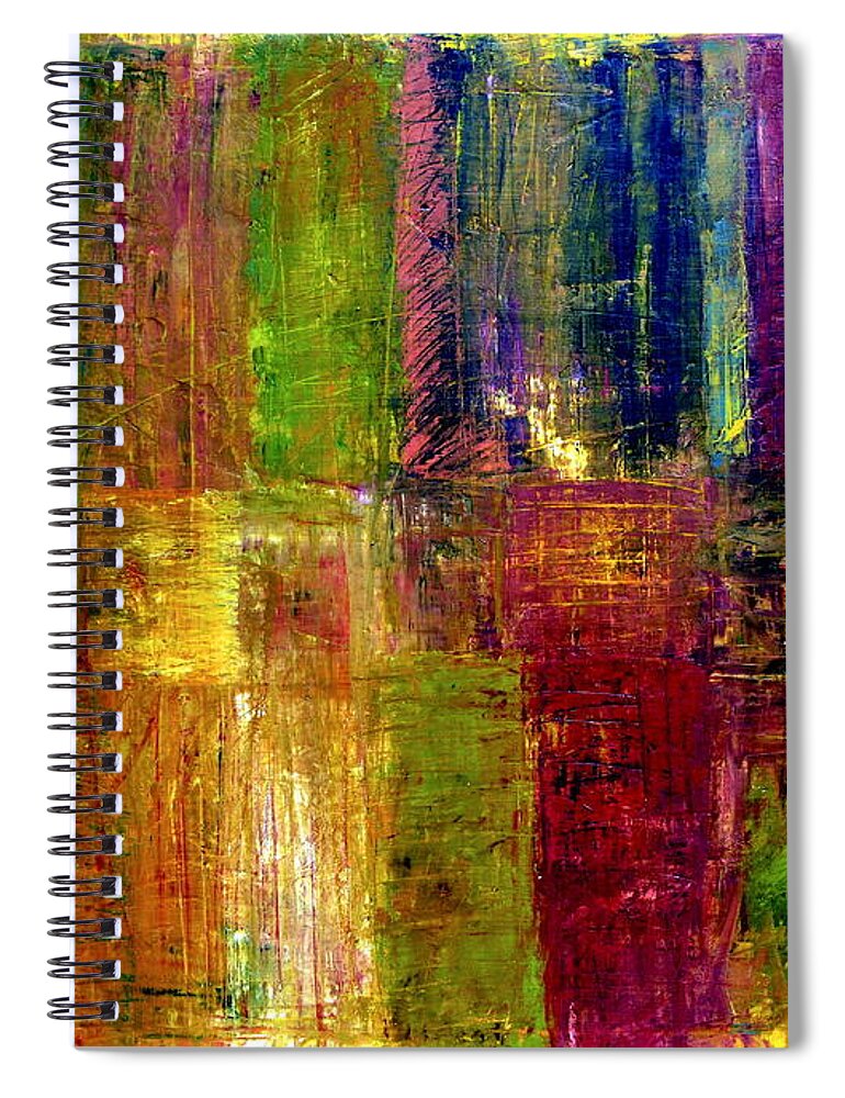 Abstract Spiral Notebook featuring the painting Color Panel Abstract by Michelle Calkins