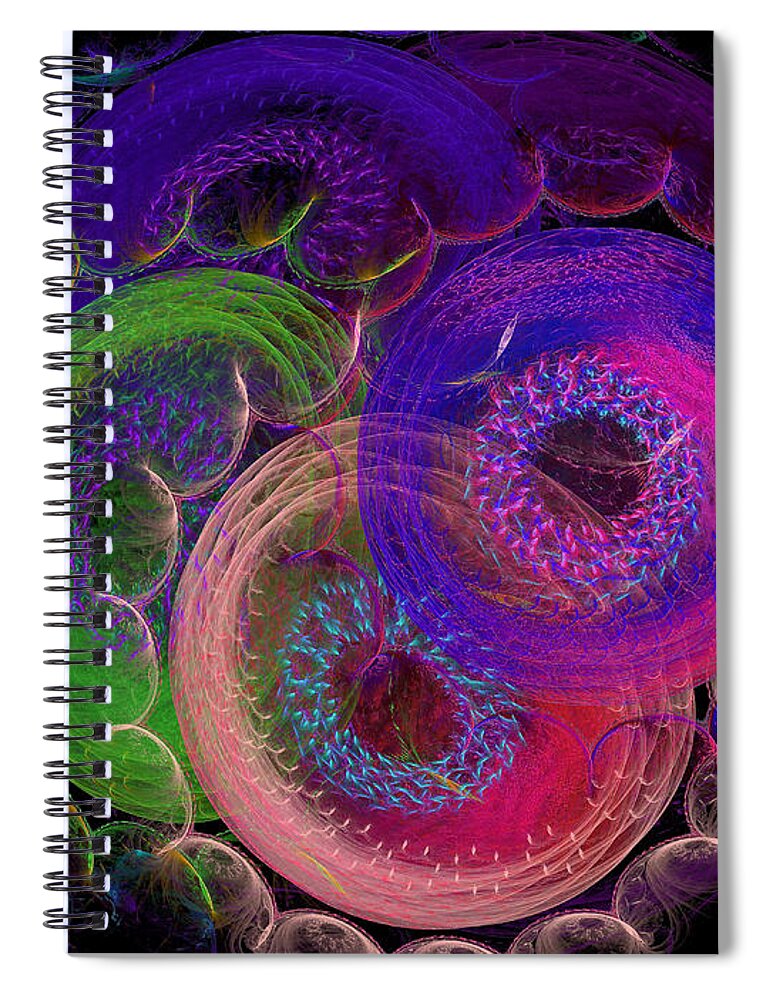 Fractal Art Spiral Notebook featuring the digital art Color Wheel by Richard J Cassato
