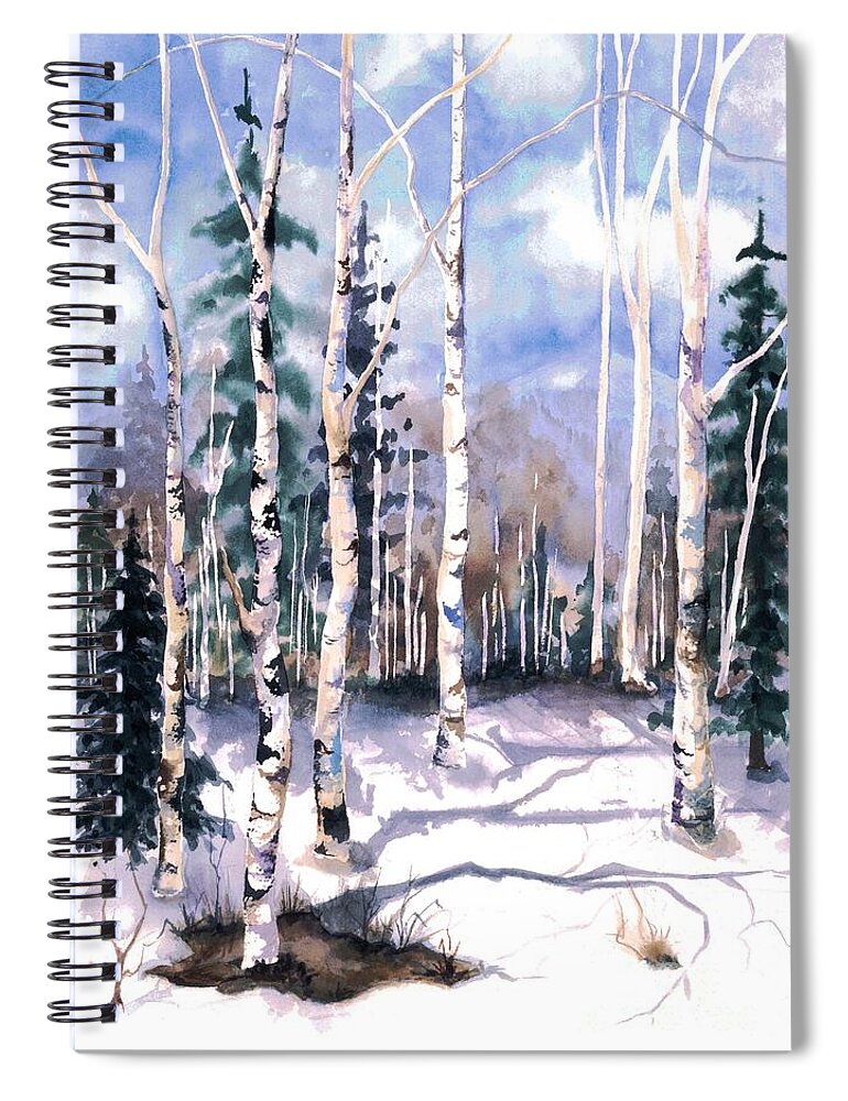 Water Color Paintings Spiral Notebook featuring the painting Colorado Aspens 2 by Barbara Jewell