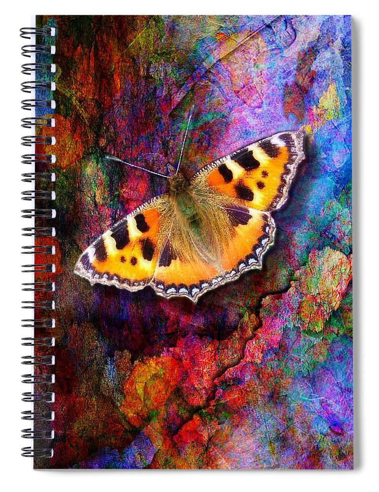 Colorful Spiral Notebook featuring the digital art Colorful butterfly by Lilia D
