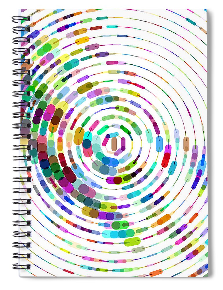 Material Spiral Notebook featuring the digital art Colorful Circle Stripe Pattern by Shuoshu