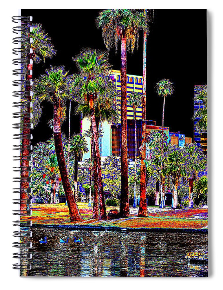 Park Spiral Notebook featuring the photograph Colorful City Park Pop Art by Phyllis Denton