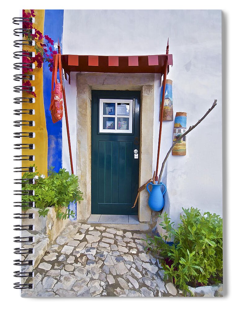 Obidos Spiral Notebook featuring the photograph Colorful Door of Obidos by David Letts