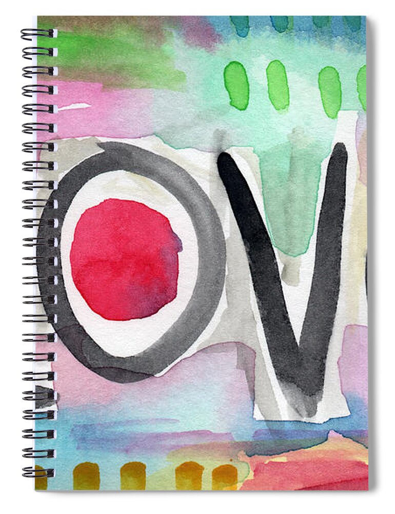 Love Spiral Notebook featuring the painting Colorful Love- painting by Linda Woods