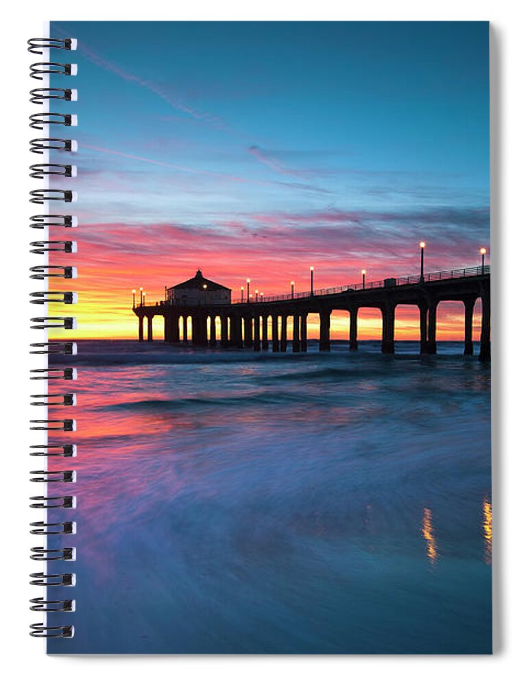 Tranquility Spiral Notebook featuring the photograph Colorful Manhattan Beach Pier by Andrew Kennelly