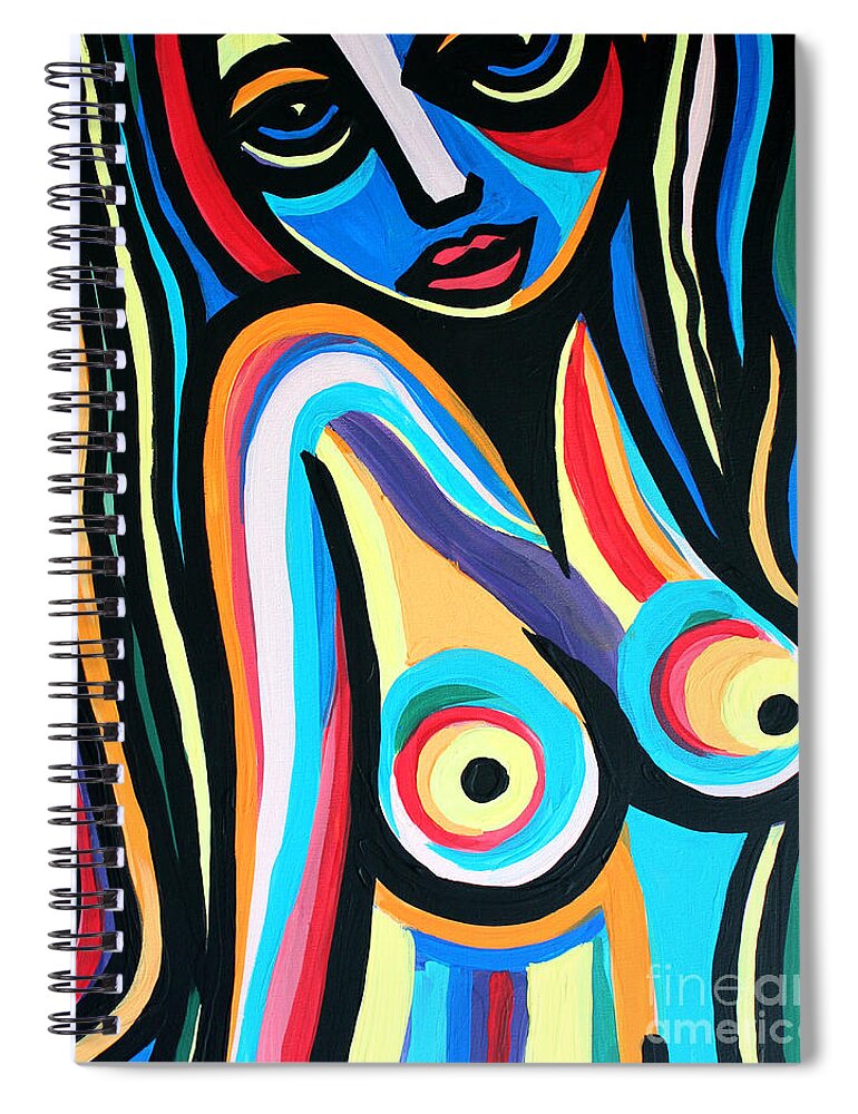 Colorful Spiral Notebook featuring the painting Colorful Nude Lady by Cynthia Snyder
