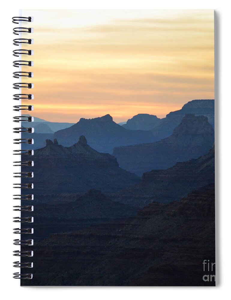 Grand Canyon National Park Spiral Notebook featuring the photograph Colorful Sunset Twilight over Silhouetted Spires in Grand Canyon National Park Square by Shawn O'Brien