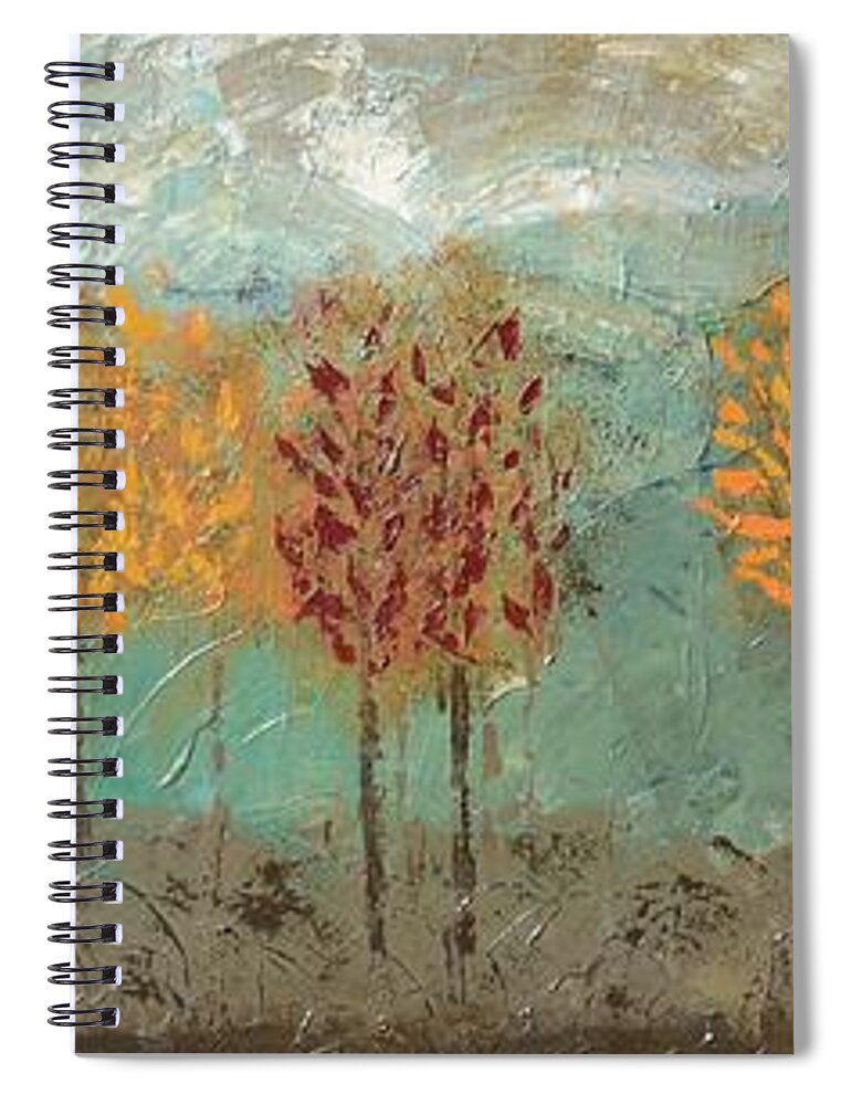 Fall Trees Spiral Notebook featuring the painting Colorful Trees by Linda Bailey