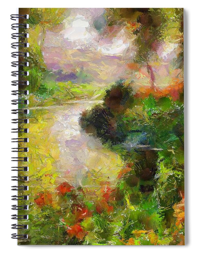 Landscapes Spiral Notebook featuring the painting Colors Of The Sunny Day by Dragica Micki Fortuna